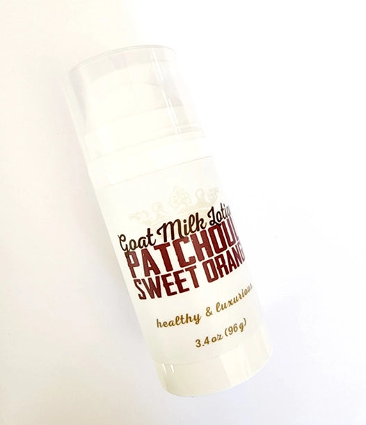 Naked Goat Farm- Goat Milk Lotion Pump Bottle Patchouli Sweet Orange