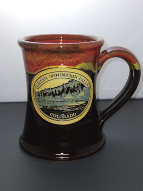 Green Mountain Falls Mug 10 oz Jr Executive, black w/ sunshine red